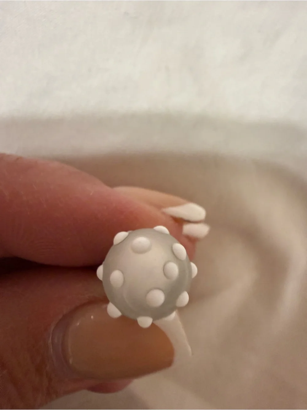 TrollBeads Silver  White Polka Dot Glass Drop Charm  “Winter”